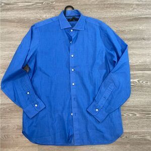Polo Ralph Lauren Men's Crispy Cotton Solid Blue  Shirt Cotton L